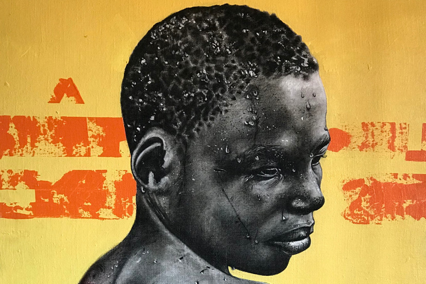A painting of an african child.