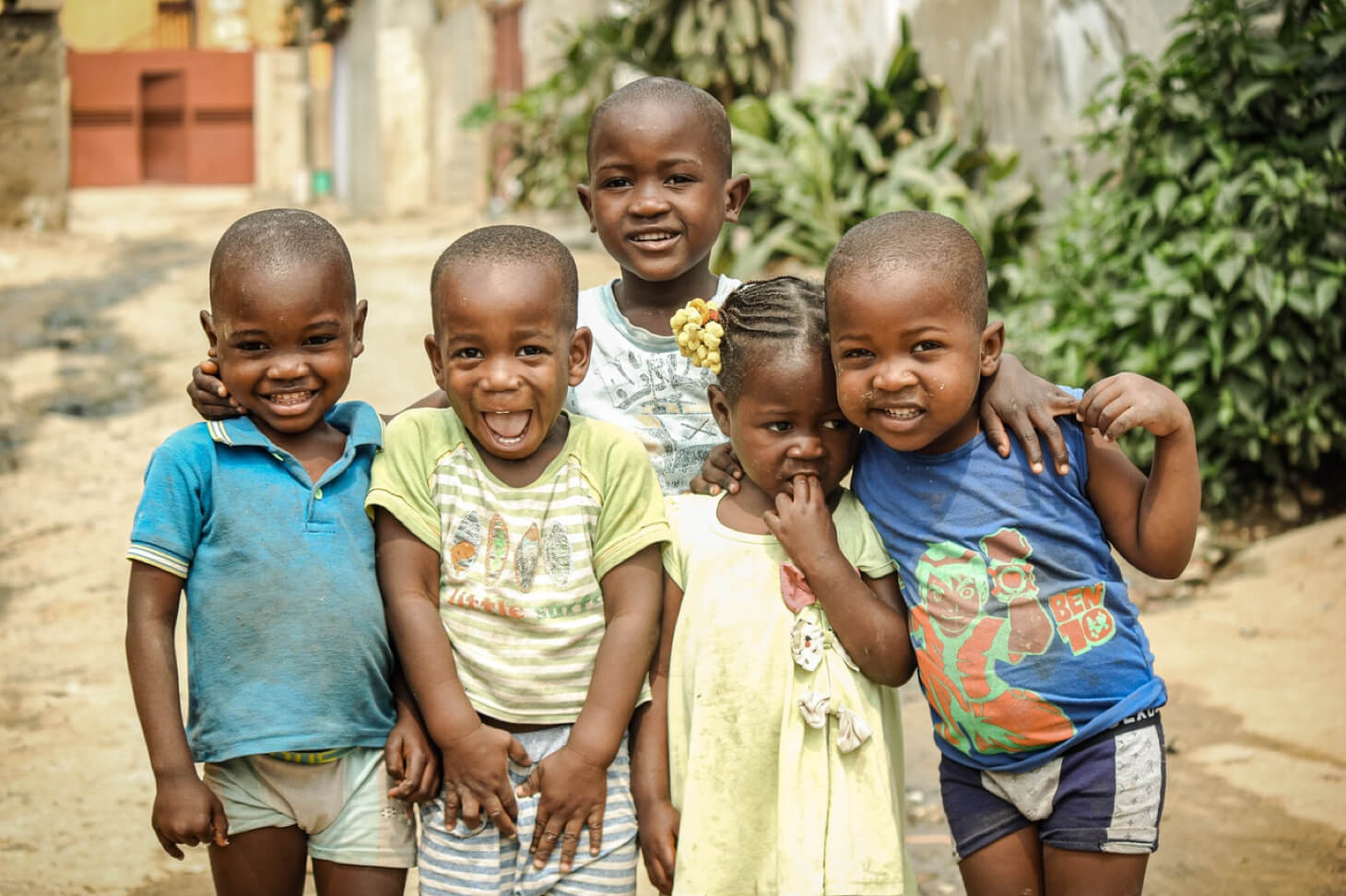 A group of five African children