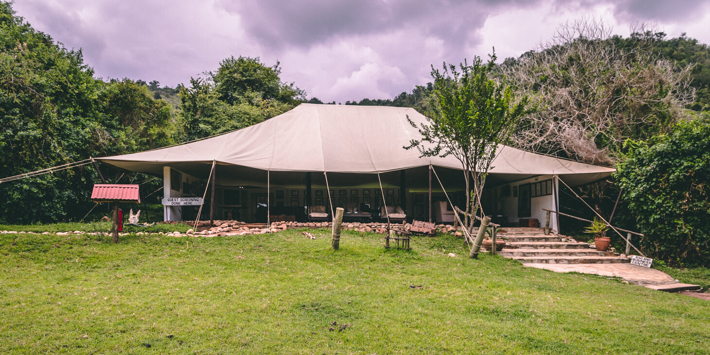 A reception tent of a camp